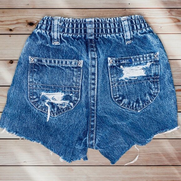 A2 Vintage Lee cutoff jean denim shorts distressed baby infant 24 months mini - Picture 1 of 5
